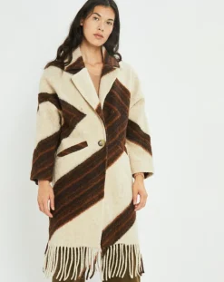 Lauren Vidal Manteaux|Manteau en Laine mélangée Nil café/beige