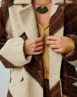 Lauren Vidal Manteaux|Manteau en Laine mélangée Nil café/beige