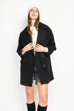 Assuili Manteaux|Manteau en Laine mélangée noir