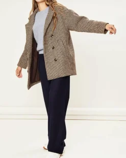 La Petite Etoile Manteaux|Manteau en Laine mélangée Sophies pied-de-poule marron