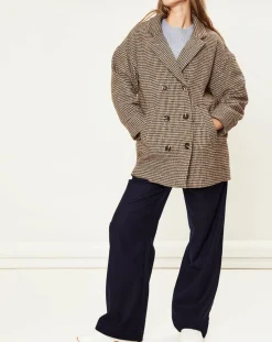 La Petite Etoile Manteaux|Manteau en Laine mélangée Sophies pied-de-poule marron