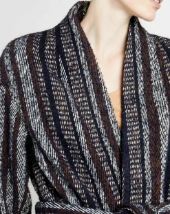 Caroll Manteaux|Manteau en Laine mélangée Vivia à rayures marine/blanc/marron