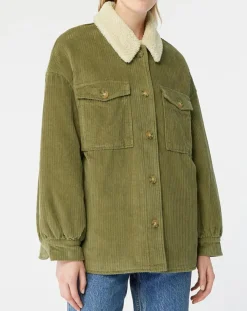 Billabong Manteaux|Manteau en Velours côtelé Lucky kaki