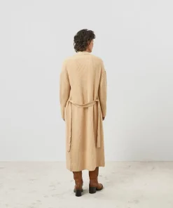 Rodier Manteaux|Manteau Lily-Rose long 100% Cachemire ceinture beige chiné