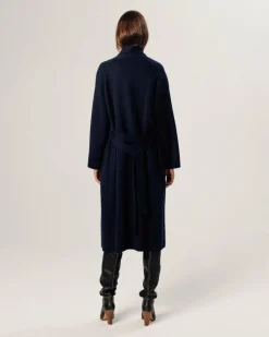 Rodier Manteaux|Manteau Élise long bleu nuit