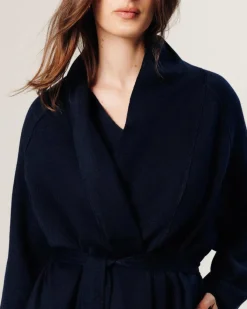 Rodier Manteaux|Manteau Élise long bleu nuit