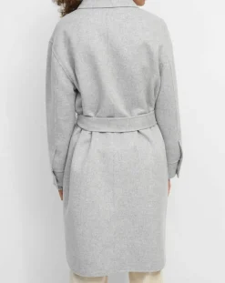 Marc O'Polo Manteaux|Manteau surchemise en Laine mélangée à ceinture gris clair