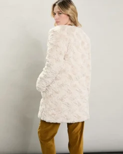 Hartford Manteaux|Manteau Vani fausse fourrure beige