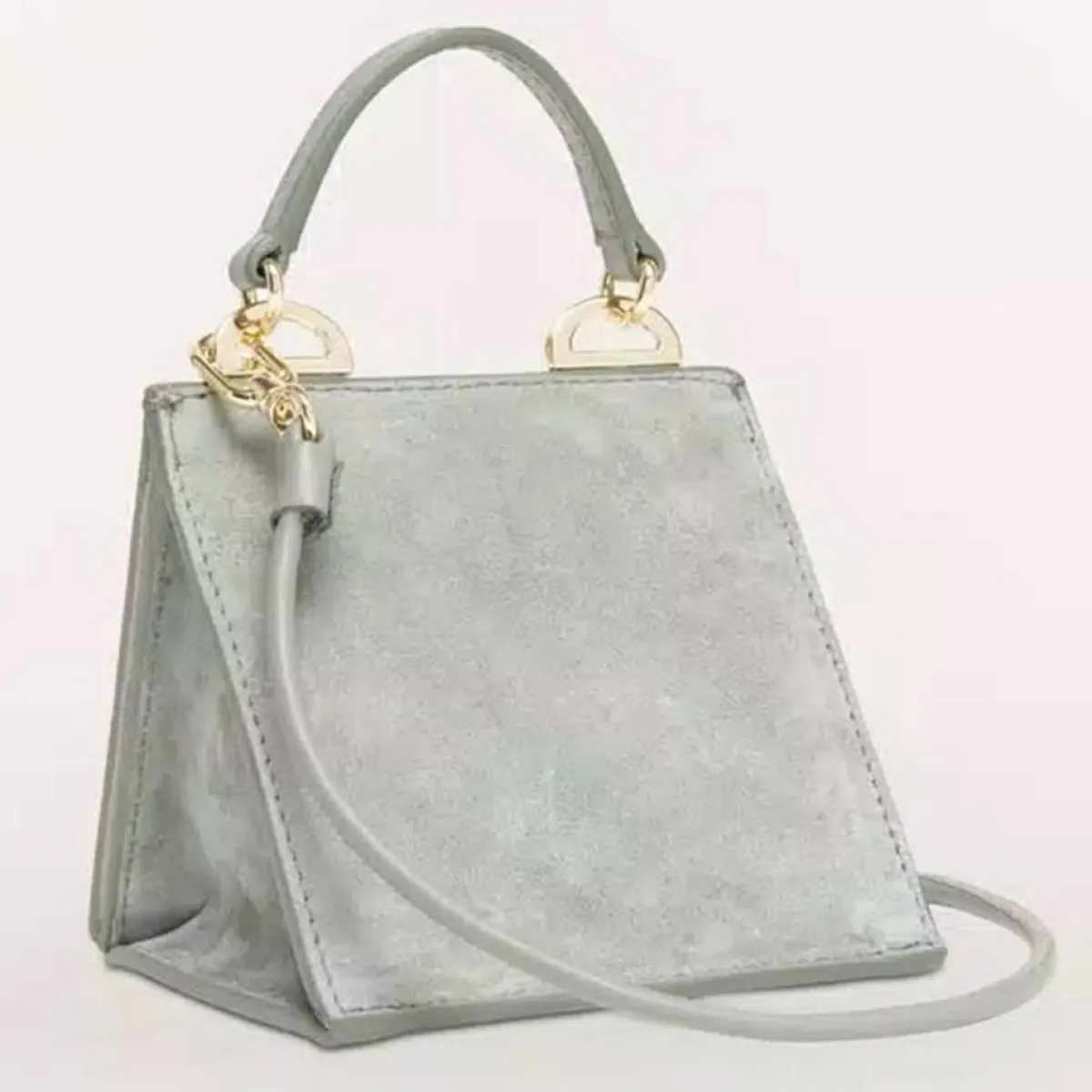 Furla Sacs|Micro Sac à main en Velours de Cuir Ligne Future argenté 11.0x9.5x7.5 cm