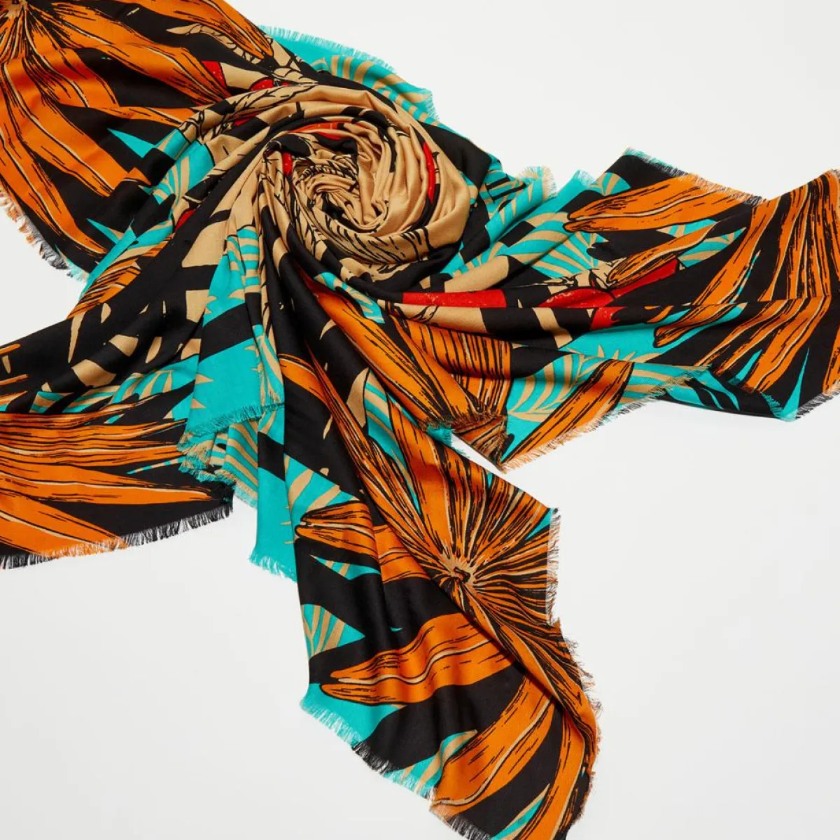 Wild Echarpes, Foulards|Mini Foulard Palm Lady turquoise - 54x54 cm