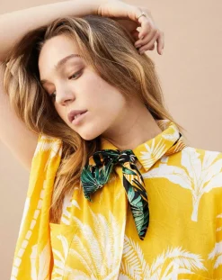 Wild Echarpes, Foulards|Mini Foulard Palmlady_Mini safran - 54x54 cm