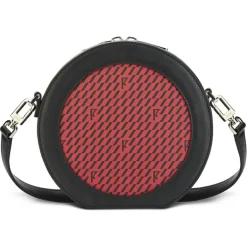 Maison Faret Sacs|Mini Sac en Toile enduite & Cuir Medoc rouge/noir - 13x13x5.5 cm