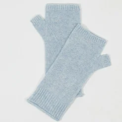 Cashmere Tribu Gants, Moufles|Mitaines 100% Cachemire poignets en côtes Mindy icy blue