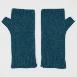 Cashmere Tribu Gants, Moufles|Mitaines 100% Cachemire poignets en côtes Mindy heathered teal