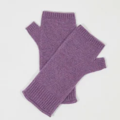 Cashmere Tribu Gants, Moufles|Mitaines 100% Cachemire poignets en côtes Mindy orchidée