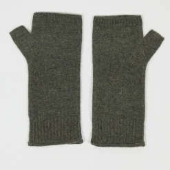 Cashmere Tribu Gants, Moufles|Mitaines 100% Cachemire poignets en côtes Mindy kaki