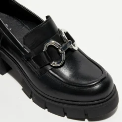 Galeries Lafayette Mocassins|Mocassins en Cuir Bijoux noirs - Talon 6 cm