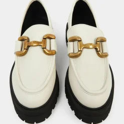 Galeries Lafayette Mocassins|Mocassins en Cuir boucle beiges - Talon 5 cm