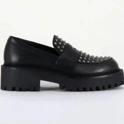 Vic Matie Mocassins|Mocassins en Cuir noirs - Talon 5 cm