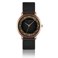 Amelia Parker Montres|Montre Femme Coral en Acier noire