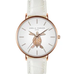 Amelia Parker Montres|Montre Femme en Cuir Rose Turtle blanche