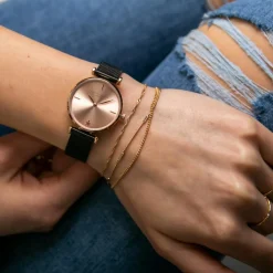 Amelia Parker Montres|Montre Femme Gold Shore en Acier noire