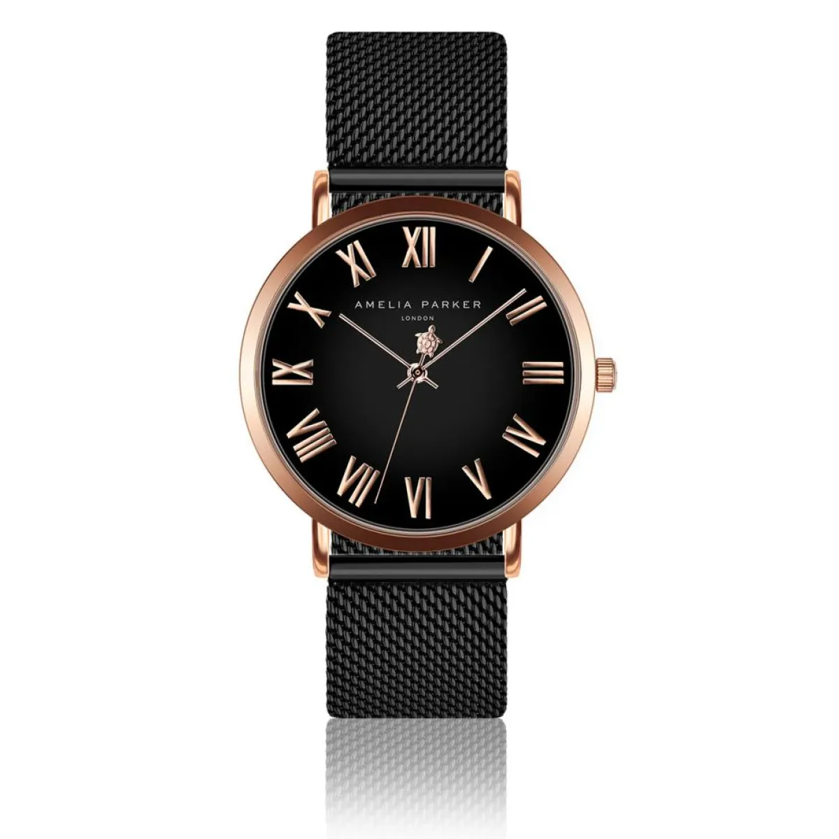 Amelia Parker Montres|Montre Femme Grand Noir en Acier noire