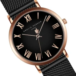 Amelia Parker Montres|Montre Femme Grand Noir en Acier noire