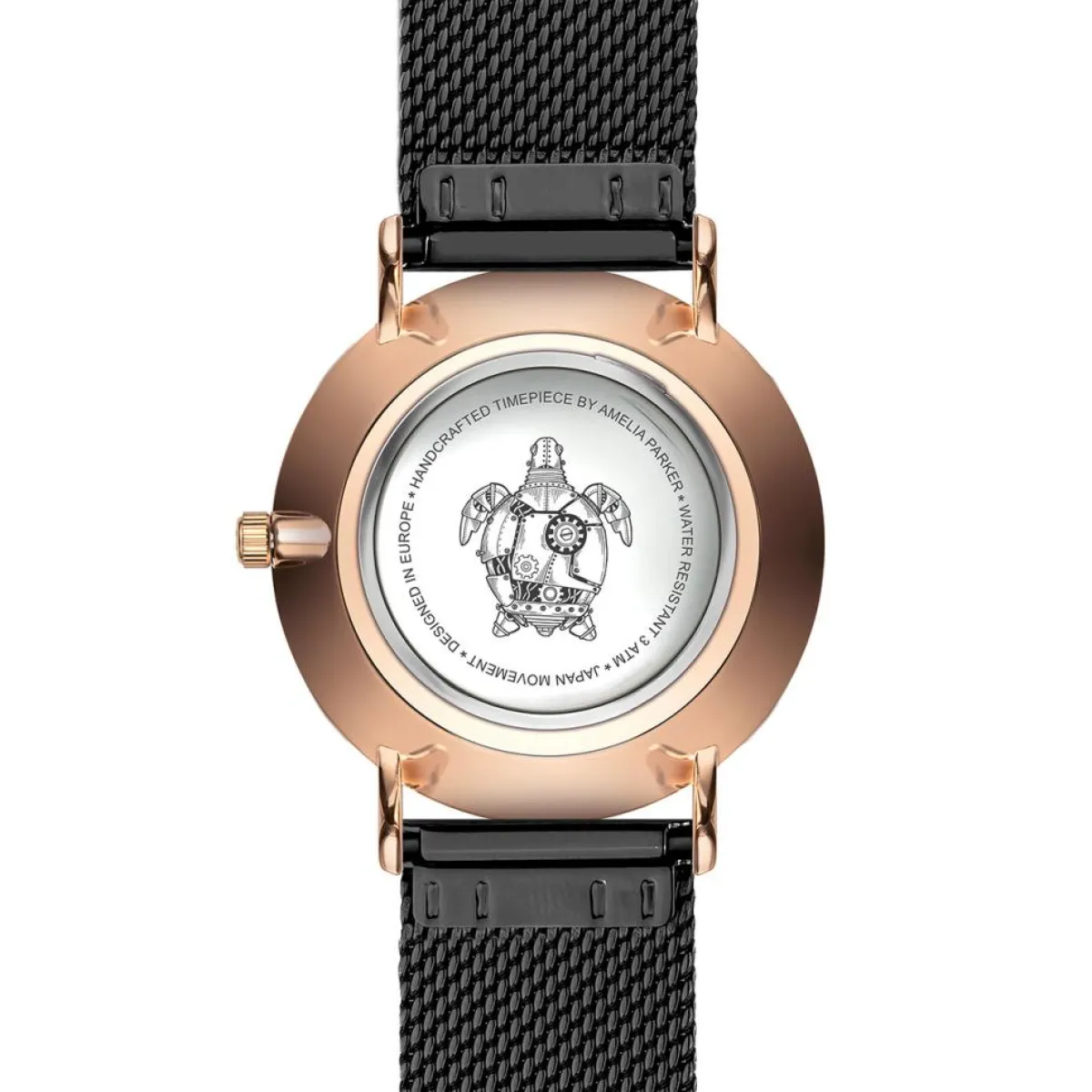 Amelia Parker Montres|Montre Femme Grand Noir en Acier noire