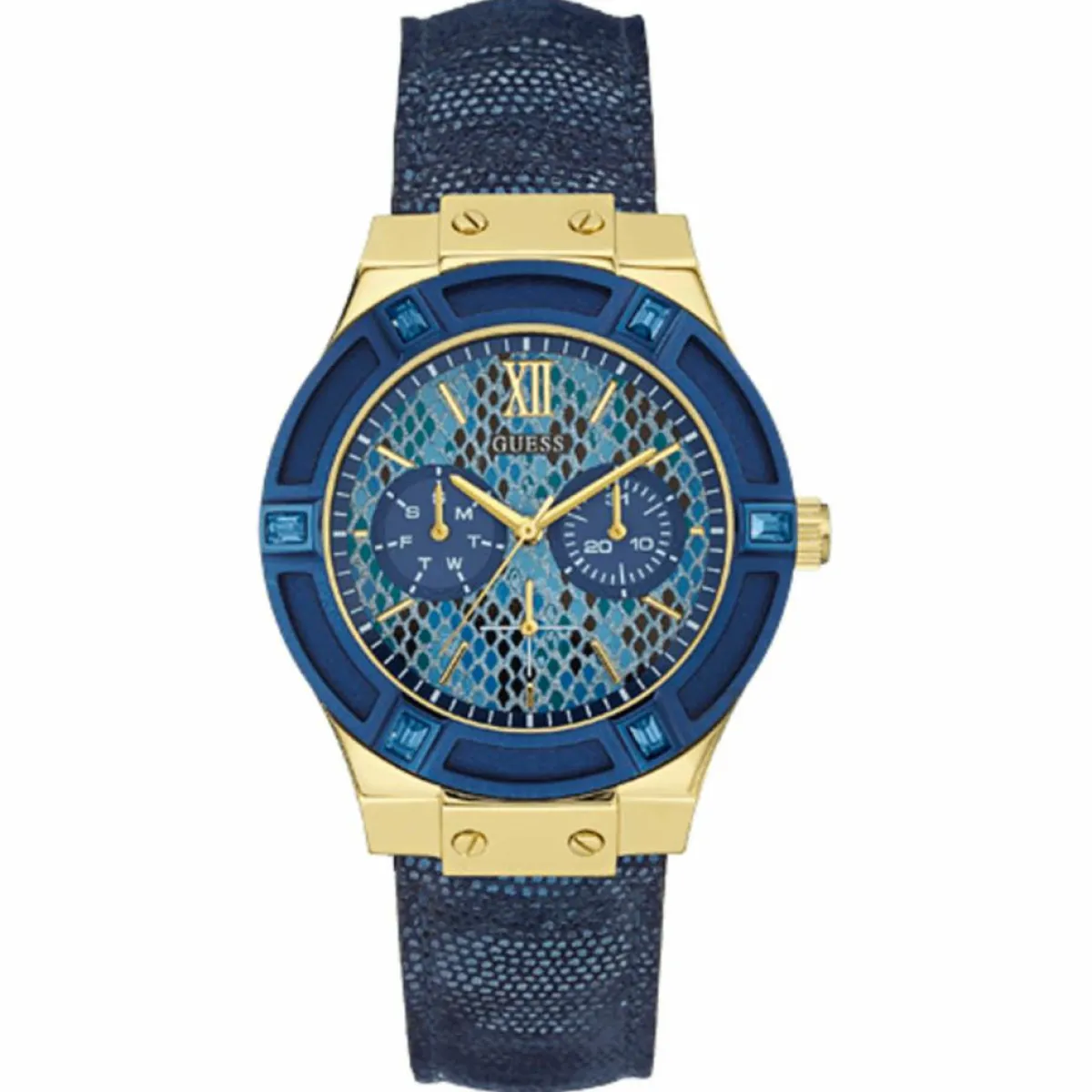 Guess Montres|Montre Femme Jet Setter en Cuir & Synthétique bleue