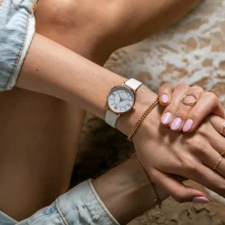 Amelia Parker Montres|Montre Femme Petite Classique en Cuir blanche