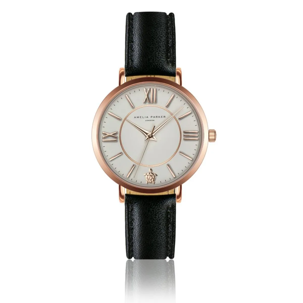 Amelia Parker Montres|Montre Femme Petite Classique en Cuir noire