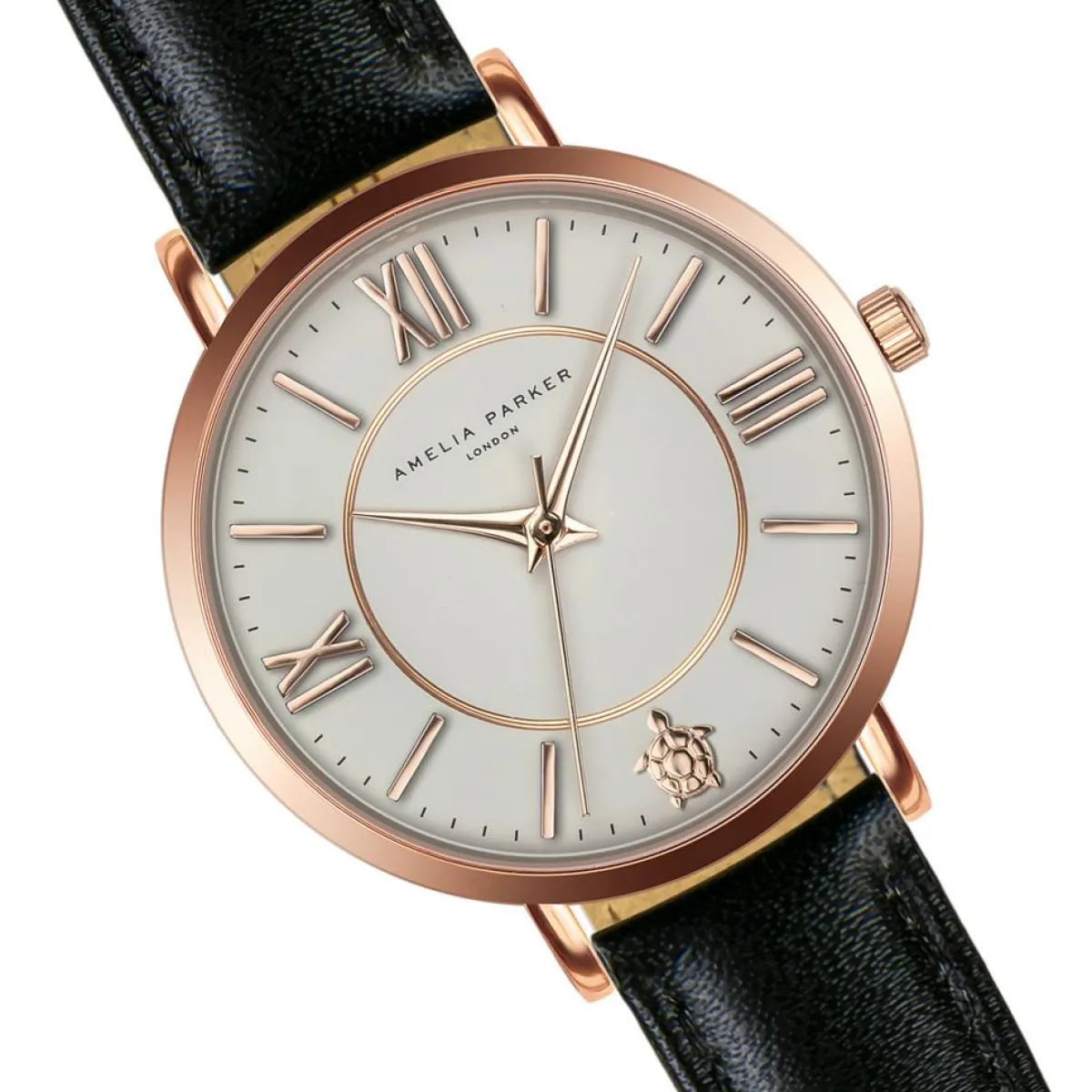 Amelia Parker Montres|Montre Femme Petite Classique en Cuir noire