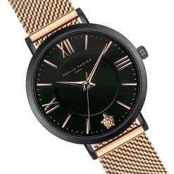 Amelia Parker Montres|Montre Femme Petite Noir en Acier rose doré