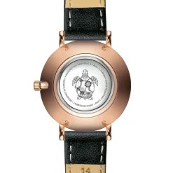 Amelia Parker Montres|Montre Femme Petite Rose en Cuir noire