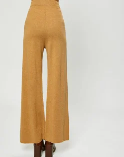 Esprit Pantalons|Pantalon ample en Maille de Coton bio mélangé camel