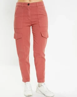 Galeries Lafayette Pantalons|Pantalon cargo en Twill de Coton recyclé Robin rouge foncé