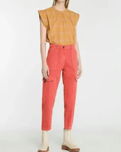 Galeries Lafayette Pantalons|Pantalon cargo en Twill de Coton recyclé Robin rouge foncé