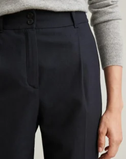 Cyrillus Pantalons|Pantalon carotte en Flanelle Laine mélangée bleu foncé