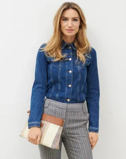 Caroll Pantalons|Pantalon de tailleur en Laine mélangée Danny à chevrons bleu marine