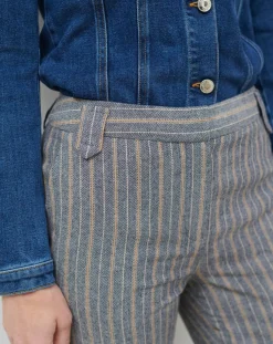 Caroll Pantalons|Pantalon de tailleur en Laine mélangée Danny à chevrons bleu marine