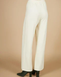 Cashmere Tribu Pantalons|Pantalon en Coton & Cachemire Salomé blanc cassé