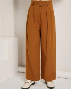 See u Soon Pantalons|Pantalon en Coton & Lin Jeanne brique