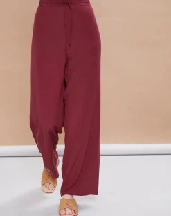 Mare di Latte Pantalons|Pantalon en Crêpe de Soie Tiago noir tomate