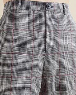 Chloé Stora Pantalons|Pantalon en Lin mélangé Porto pied-de-poule noir/écru