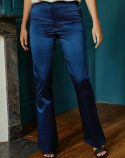 Lauren Vidal Pantalons|Pantalon en Satin Moon nuit