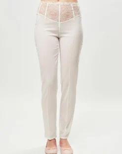 La Perla Pantalons|Pantalon en Soie mélangée Elements blanc/doré