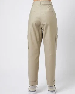 Esprit Pantalons|Pantalon en Toile de coton type cargo beige