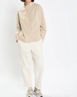 Marc O'Polo Pantalons|Pantalon en Twill de Coton mélangé Barrel écru