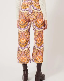 Manoush Pantalons|Pantalon en Velours côtelé Fall imprimé violet/multicolore